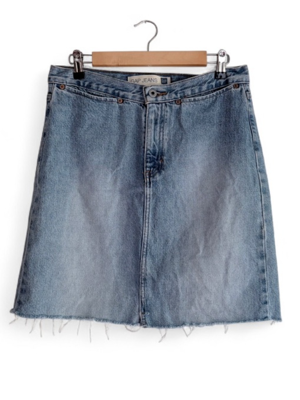 GAP Jeans Fray Hem Denim Pencil Mini Skirt Size 8